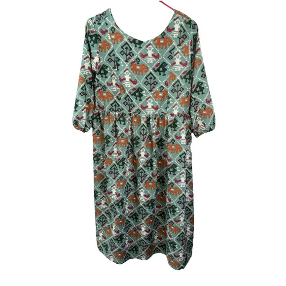 Anouk by Myntra Dress L Green Boho Cottagecore 3/4 Sleeve Midi Pockets Tie Back - Picture 2 of 10